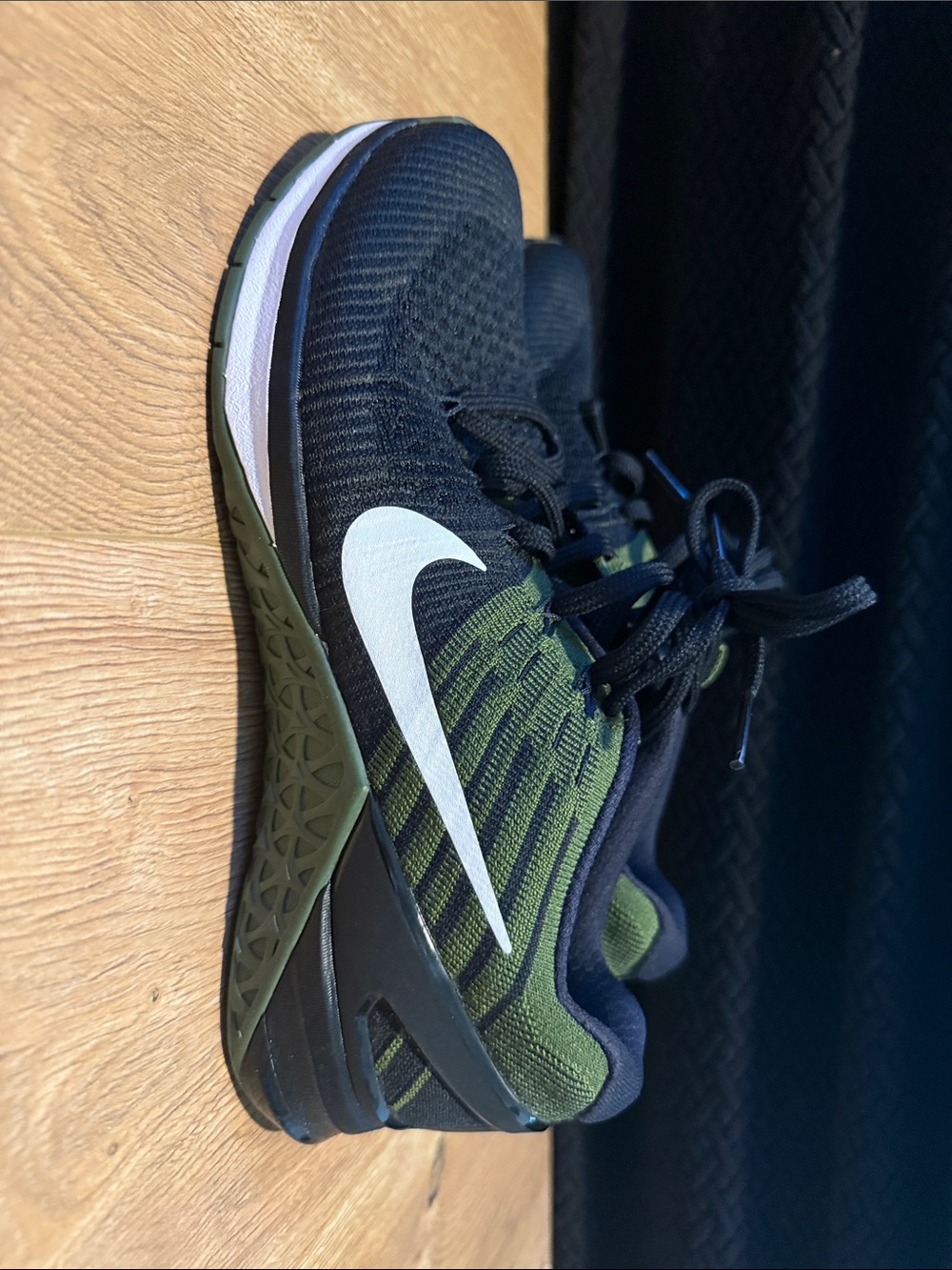 Nike women’s Metcon flying Black and Olive Green Athletic Training Shoes